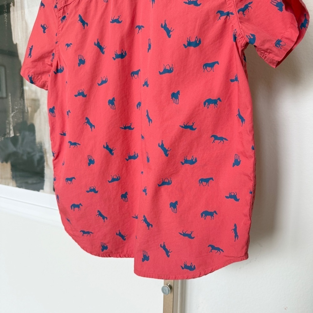 Matilda Jane x Joanna Gaines Boys Size 8 Red Horse Button-Up Shirt Short Sleeve - Picture 9 of 10